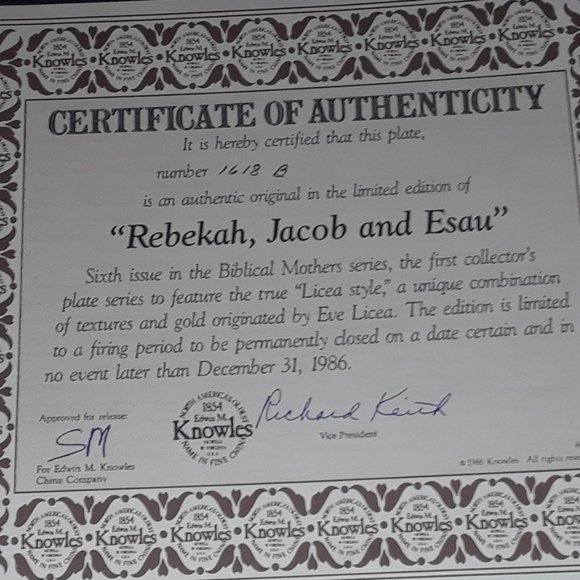 Vintage 1986 Edwin Knowles Rebekah Bible Mothers Collector's Plate - Picture 7 of 9